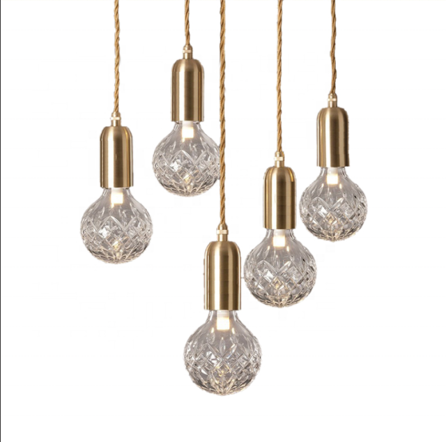 Hotel Farmhouse Ceiling Modern White Creative Glass Ball Bulb Shape Chandelier Pendant Light for Living Room Kitchen Island