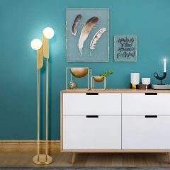 Nordic Hotel Golden Metal Frame Decorative Lighting LED Modern Standing Floor Lamp for Living Room Decor