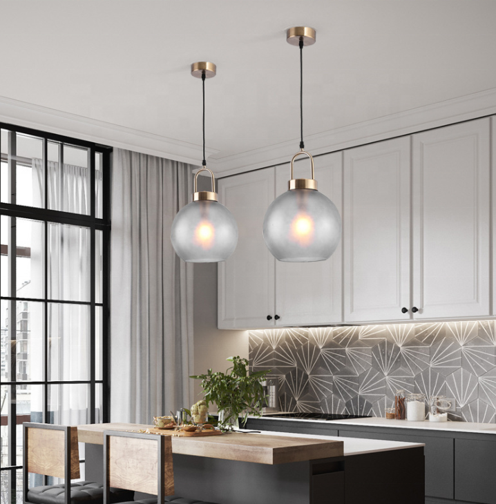 Indoor Cluster E27 Smoke Grey Glass Chandelier Modern Home Lighting Bubble Ball LED Ceiling Pendant Light for Living Room