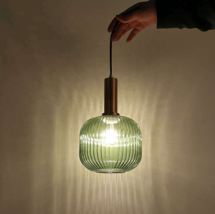 Hotel Lobby Bedroom Wholesales Modern Nordic Indoor Decoration Copper Glass Brass LED Chandelier Pendant Light