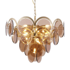 Modern Luxury Pendant Light Home Hotel Decor Ceiling Lamp Smoke Amber Brass Glass Chandelier for Living Room