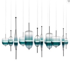 Nordic Luxury Restaurant Bar Hotel Livingroom Pendant Light Dining Modern Blue Glass LED Chandelier
