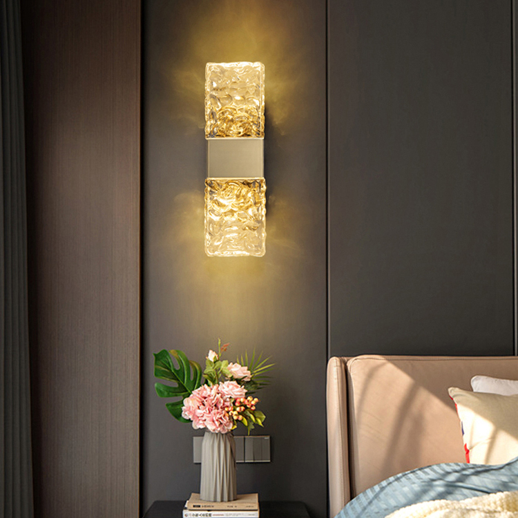 Modern Indoor Decoration Glass Wall Light LED Warm Sconce Luxury Design for Hotel Bedroom Decor Bedside Wall Lamp