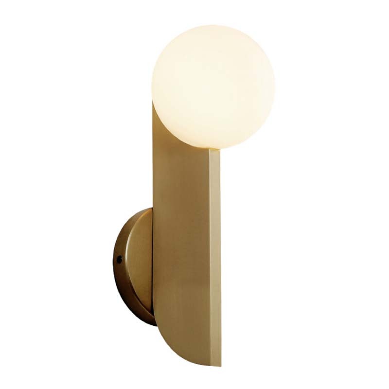 Decorative Gold Metal Brass Finish Modern Single Globe Indoor Hotel Interior Sconce Bedroom LED Wall Lamp
