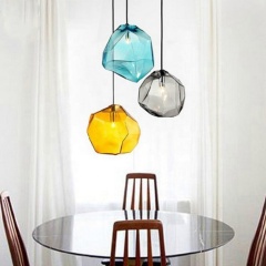 Modern High Quality Nordic Design Living Room Colorful Hanging Lamps Geometric Glass Pendant Light