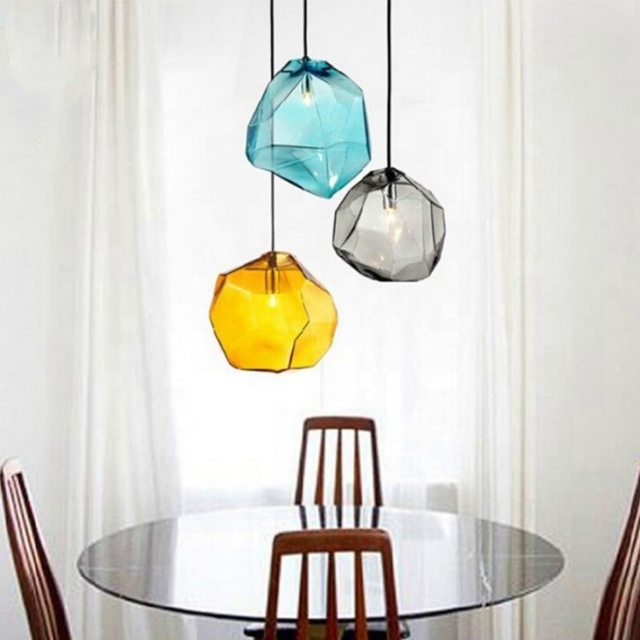 Modern High Quality Nordic Design Living Room Colorful Hanging Lamps Geometric Glass Pendant Light