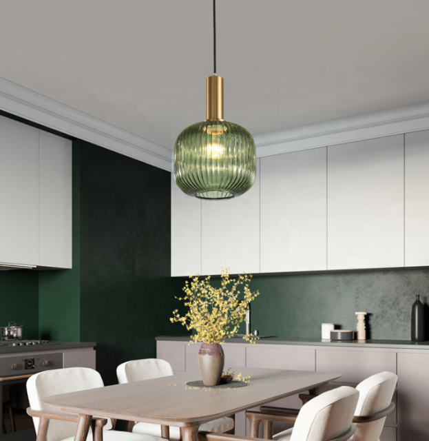 Hotel Lobby Bedroom Wholesales Modern Nordic Indoor Decoration Copper Glass Brass LED Chandelier Pendant Light