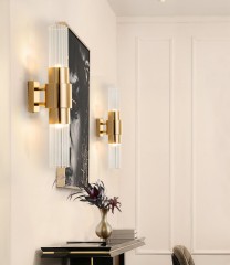 Chromed Glass Wall Lamp Modern Gold Wall Lamp for Hotel Decoration