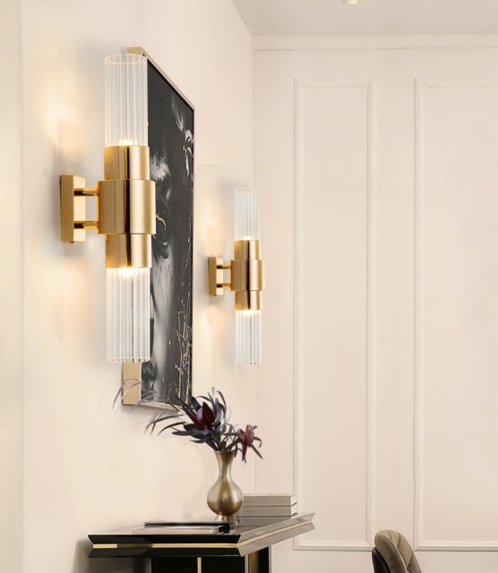 Chromed Glass Wall Lamp Modern Gold Wall Lamp for Hotel Decoration