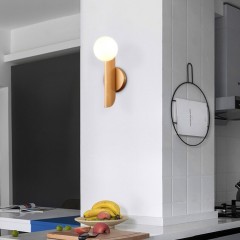 Decorative Gold Metal Brass Finish Modern Single Globe Indoor Hotel Interior Sconce Bedroom LED Wall Lamp