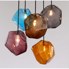 Modern High Quality Nordic Design Living Room Colorful Hanging Lamps Geometric Glass Pendant Light