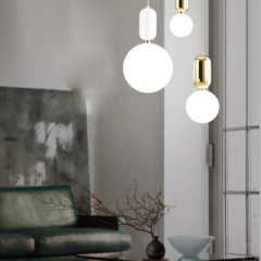 Hotel Farmhouse Ceiling Modern White Creative Glass Ball Bulb Shape Chandelier Pendant Light for Living Room Kitchen Island