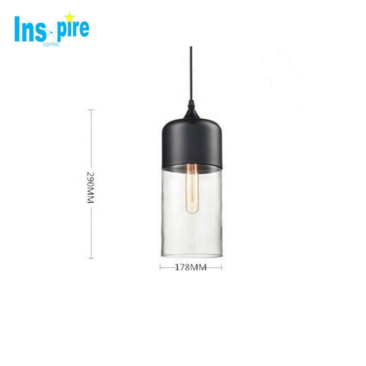 Modern Home Industrial Style Luxury Hotel Restaurant Bedroom Indoor Lamp Black Transparent Glass Chandelier Pendant Light