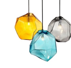 Modern High Quality Nordic Design Living Room Colorful Hanging Lamps Geometric Glass Pendant Light