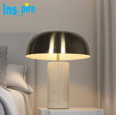 Nordic Retro Mushroom Table Lamp Led Metal Travertine Hotel Bedside Lamp Home Decor Lighting Table Lamp
