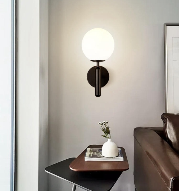 INSPIRE Modern Glass Luxury Wall Lamp Hotel Home Decor LED Indoor Light Black Gold Bedroom Wall Light Lamp
