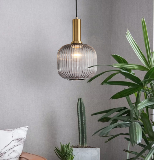 Hotel Lobby Bedroom Wholesales Modern Nordic Indoor Decoration Copper Glass Brass LED Chandelier Pendant Light