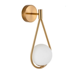 Modern  Metal Brass E27 Single Globe Indoor Lighting Hotel Interior Bedroom LED Wall Lamp