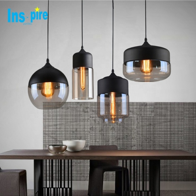 Modern Home Industrial Style Luxury Hotel Restaurant Bedroom Indoor Lamp Black Transparent Glass Chandelier Pendant Light