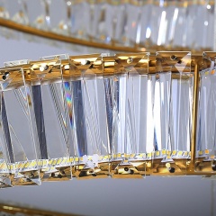 Hotel Lobby Lighting LED Lamps Living Room Decor Stainless Steel Plating Gold Round Ring Crystal Chandelier Pendant Light