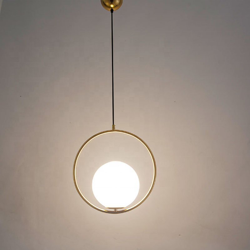 Modern Staircase White Glass Hanging Lamp Bedside Retro Ceiling Decorative Round Pendant Light