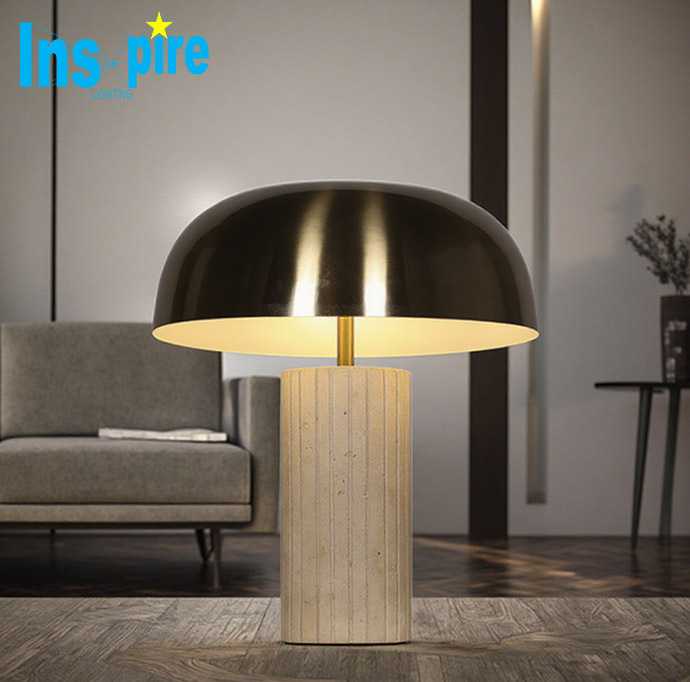 Nordic Retro Mushroom Table Lamp Led Metal Travertine Hotel Bedside Lamp Home Decor Lighting Table Lamp