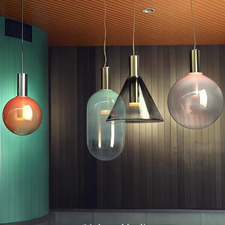 Nordic Colorful Glass Pendant Lamp Creative Glass Ball Dinning Lamp Pendant Light for Bar Restaurant Living Room