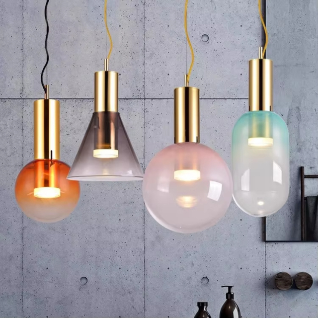 Nordic Colorful Glass Pendant Lamp Creative Glass Ball Dinning Lamp Pendant Light for Bar Restaurant Living Room