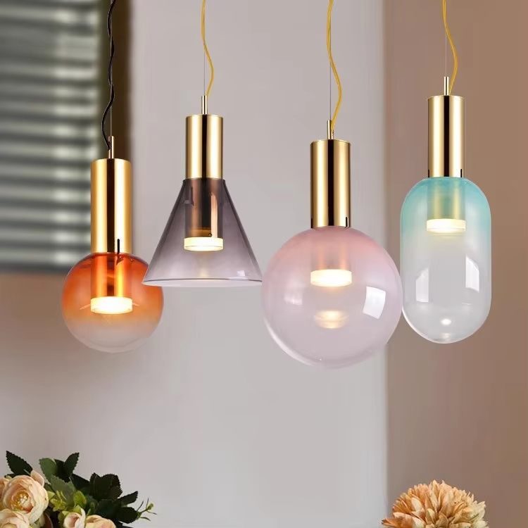 Nordic Colorful Glass Pendant Lamp Creative Glass Ball Dinning Lamp Pendant Light for Bar Restaurant Living Room