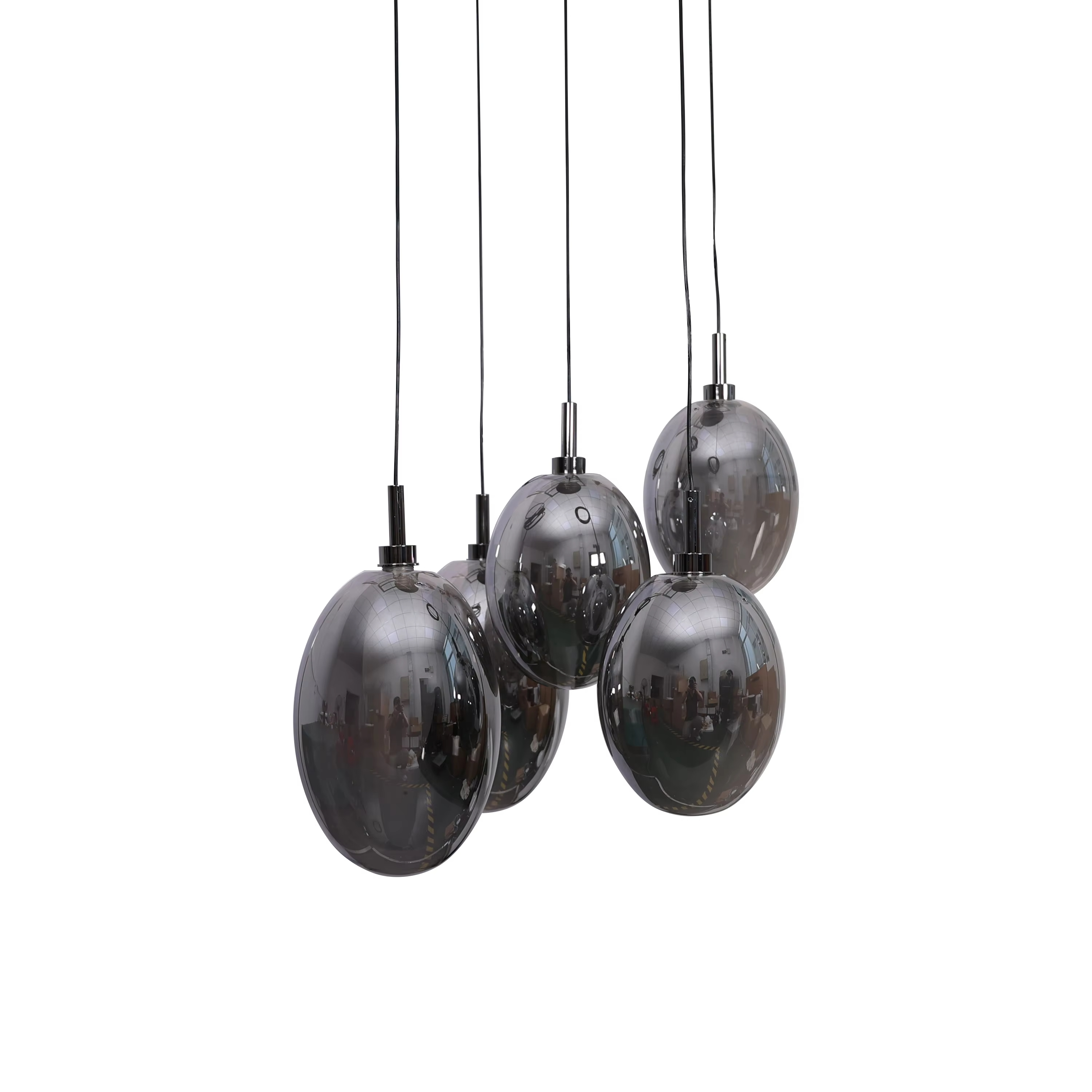 Vintage Industrial LED Pendant Light Retro Dining Table Chandelier Smoky Grey Kitchen Island Glass Pendant Light