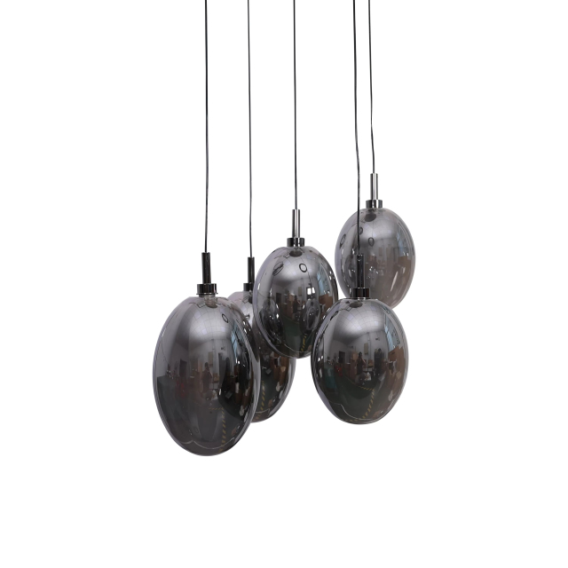 Vintage Industrial LED Pendant Light Retro Dining Table Chandelier Smoky Grey Kitchen Island Glass Pendant Light