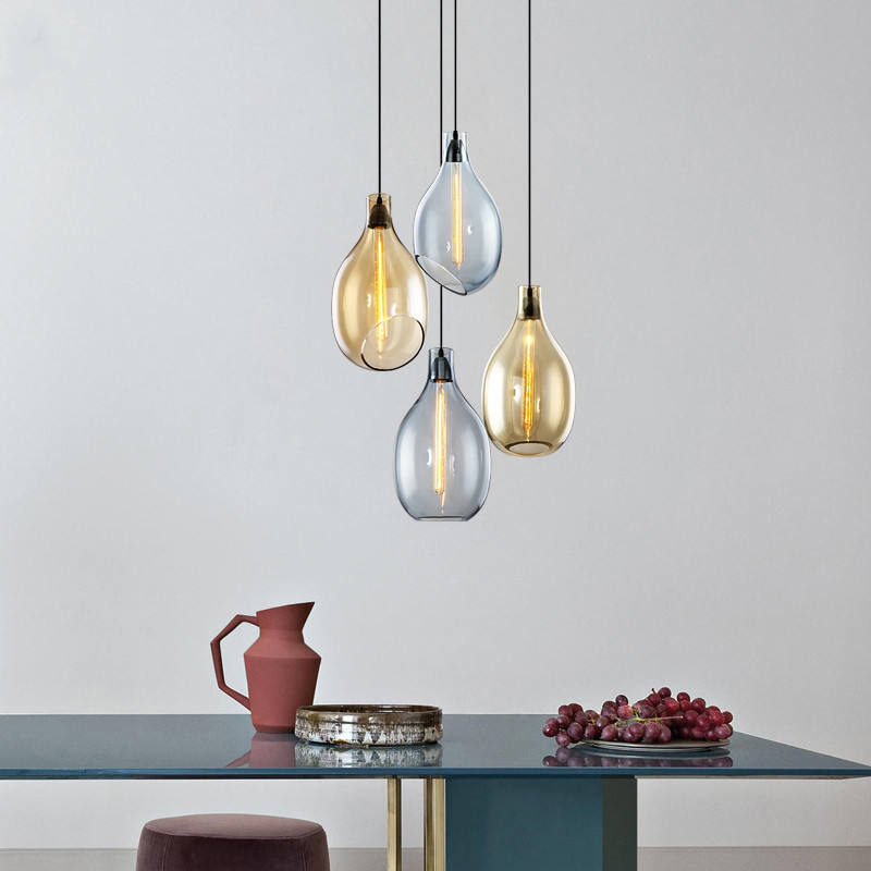 Nordic Glass Pendant Light Fixture Minimalist Kitchen Island Dining Table Living Room LED Glass Pendant Lamp