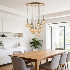 Modern Hotel Villa Indoor Decoration Hanging Lamp 11 Heads Living Room Stair Glass Chandelier Pendant Lights for High Ceilings