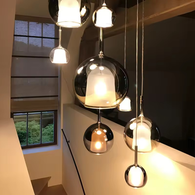 Minimalist Led Indoor Pendant Lamp Glass Metal Kitchen Living Room Decorative Hanging Lamp for Diner Table