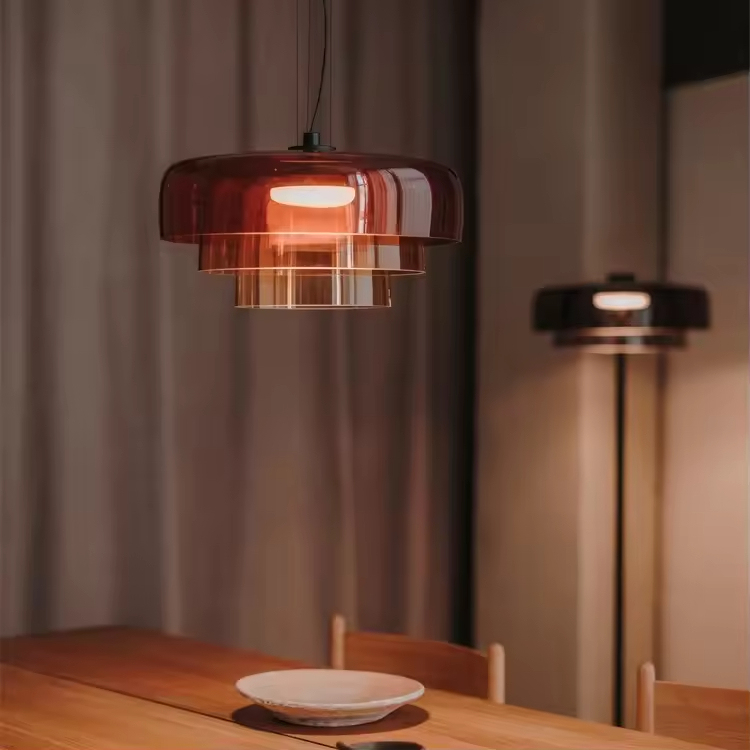 Creative Round Glass LED Hanging Lamp Nordic Designer Restaurant Decoration Glass Pendant Lamp for Dining Room