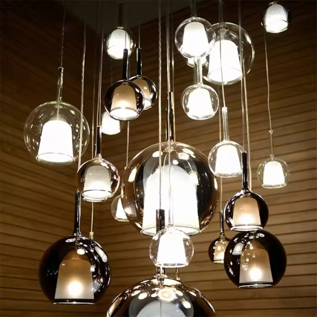 Minimalist Led Indoor Pendant Lamp Glass Metal Kitchen Living Room Decorative Hanging Lamp for Diner Table