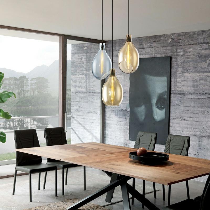 Nordic Glass Pendant Light Fixture Minimalist Kitchen Island Dining Table Living Room LED Glass Pendant Lamp