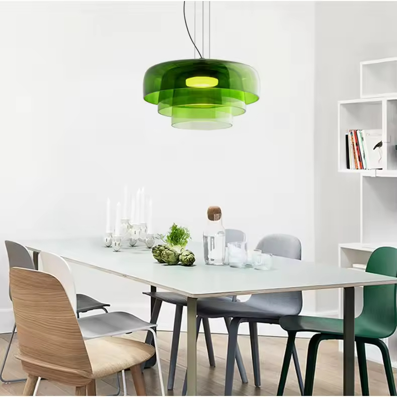 Creative Round Glass LED Hanging Lamp Nordic Designer Restaurant Decoration Glass Pendant Lamp for Dining Room