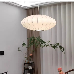 Modern Silk Lantern Pendant Light Round Fabric Nelson Bubble Pendant Lamp Light Chandelier for Living Room Home Hotel