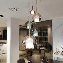 Minimalist Led Indoor Pendant Lamp Glass Metal Kitchen Living Room Decorative Hanging Lamp for Diner Table