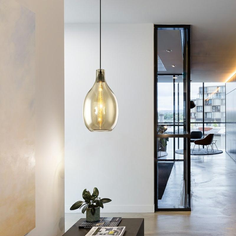 Nordic Glass Pendant Light Fixture Minimalist Kitchen Island Dining Table Living Room LED Glass Pendant Lamp