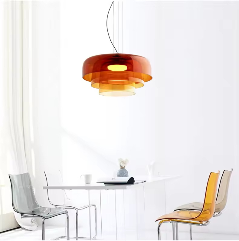 Creative Round Glass LED Hanging Lamp Nordic Designer Restaurant Decoration Glass Pendant Lamp for Dining Room