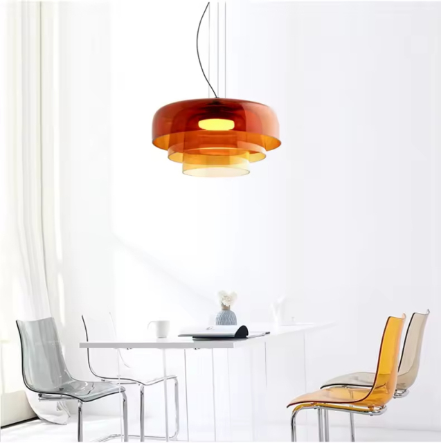 Creative Round Glass LED Hanging Lamp Nordic Designer Restaurant Decoration Glass Pendant Lamp for Dining Room