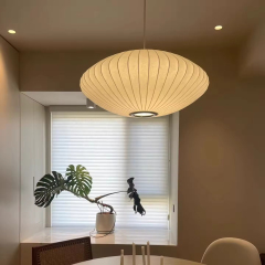 Modern Silk Lantern Pendant Light Round Fabric Nelson Bubble Pendant Lamp Light Chandelier for Living Room Home Hotel