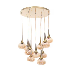 Modern Hotel Villa Indoor Decoration Hanging Lamp 11 Heads Living Room Stair Glass Chandelier Pendant Lights for High Ceilings