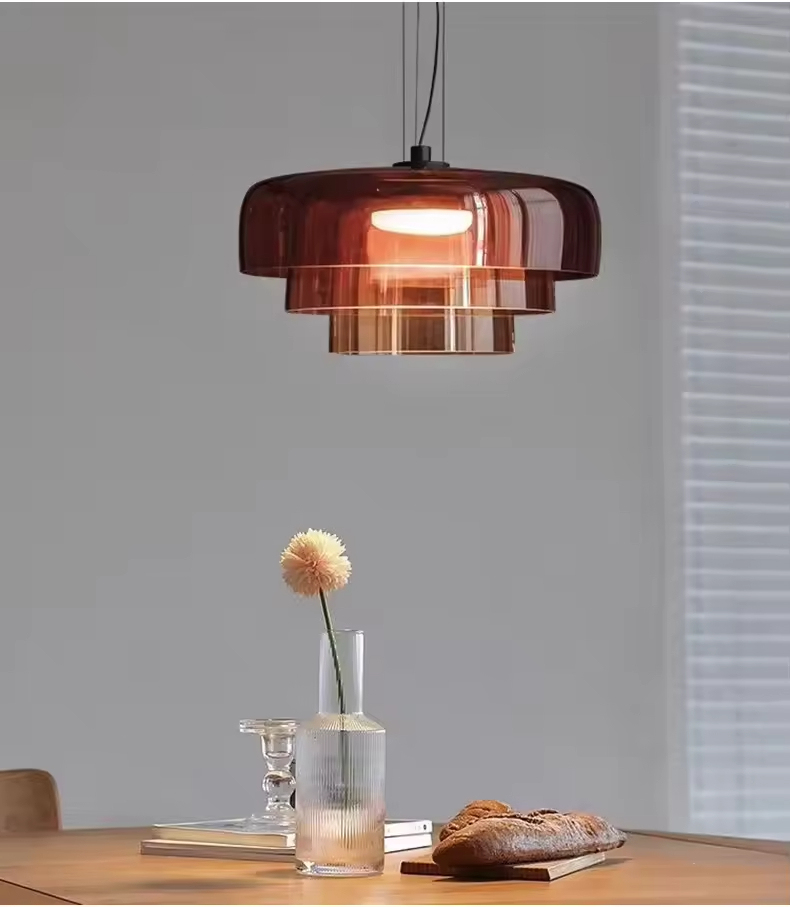 Creative Round Glass LED Hanging Lamp Nordic Designer Restaurant Decoration Glass Pendant Lamp for Dining Room
