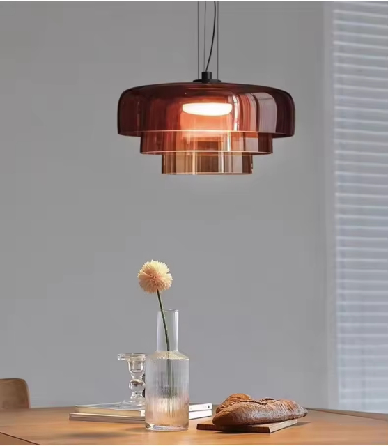 Creative Round Glass LED Hanging Lamp Nordic Designer Restaurant Decoration Glass Pendant Lamp for Dining Room