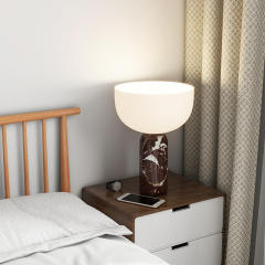 Nordic Creative Table Lamp Home Living Room Bedside Decorative Hotel Marble Base Glass Table Lamp for Bedroom