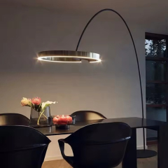 Nordic Modern Luxury Room Corner Decorative Hotel Bedroom Bedside Metal Adjustable Arc Standing Floor Lamp for Living Room
