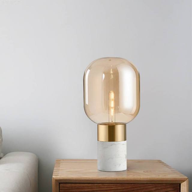 Modern Indoor Home Minimalist Study Bedroom Bedside Lamp Glass Light Luxury Decorative Table Lamp